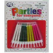 Glitter Candles With Holders (Pack of 24)