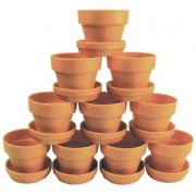 Plastic Terracotta Pots & Saucers 10p