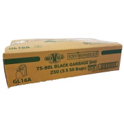 Garbage Bag Black Bin Liners 75-80 Litres 90x39cm+37cm GL16A (Box of 500)